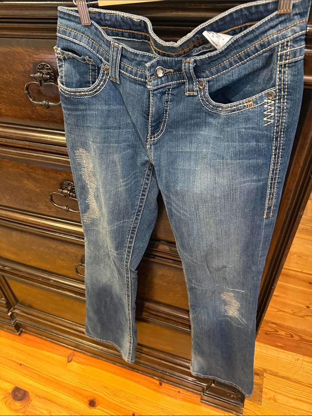 Women’s Boot Cut Distressed Denim Jeans - Blue